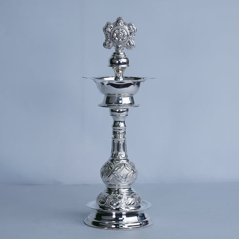 Pure Silver Shanku Chakra Lamp Stand Pair 403.2g